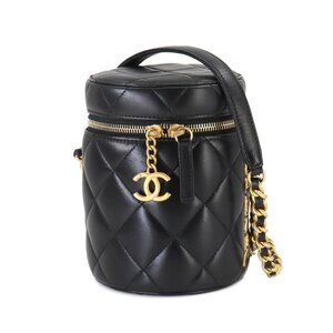 CHANEL Matelasse Vanity Chain Shoulder Bag Leather Black AS2735 90249772